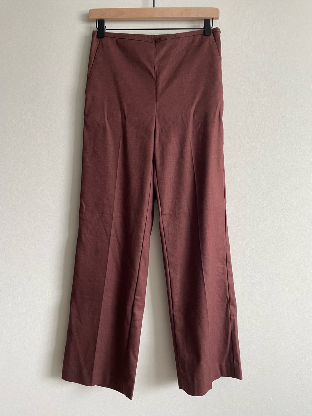 Ann Taylor Trouser Chocolate Brown Linen Professional Workwear Office 0P